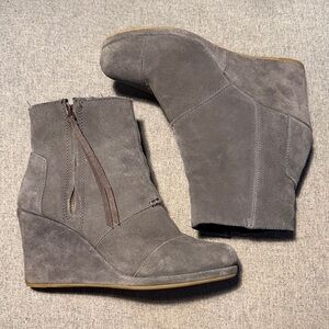 TOMS Gray Suede Wedge Boots